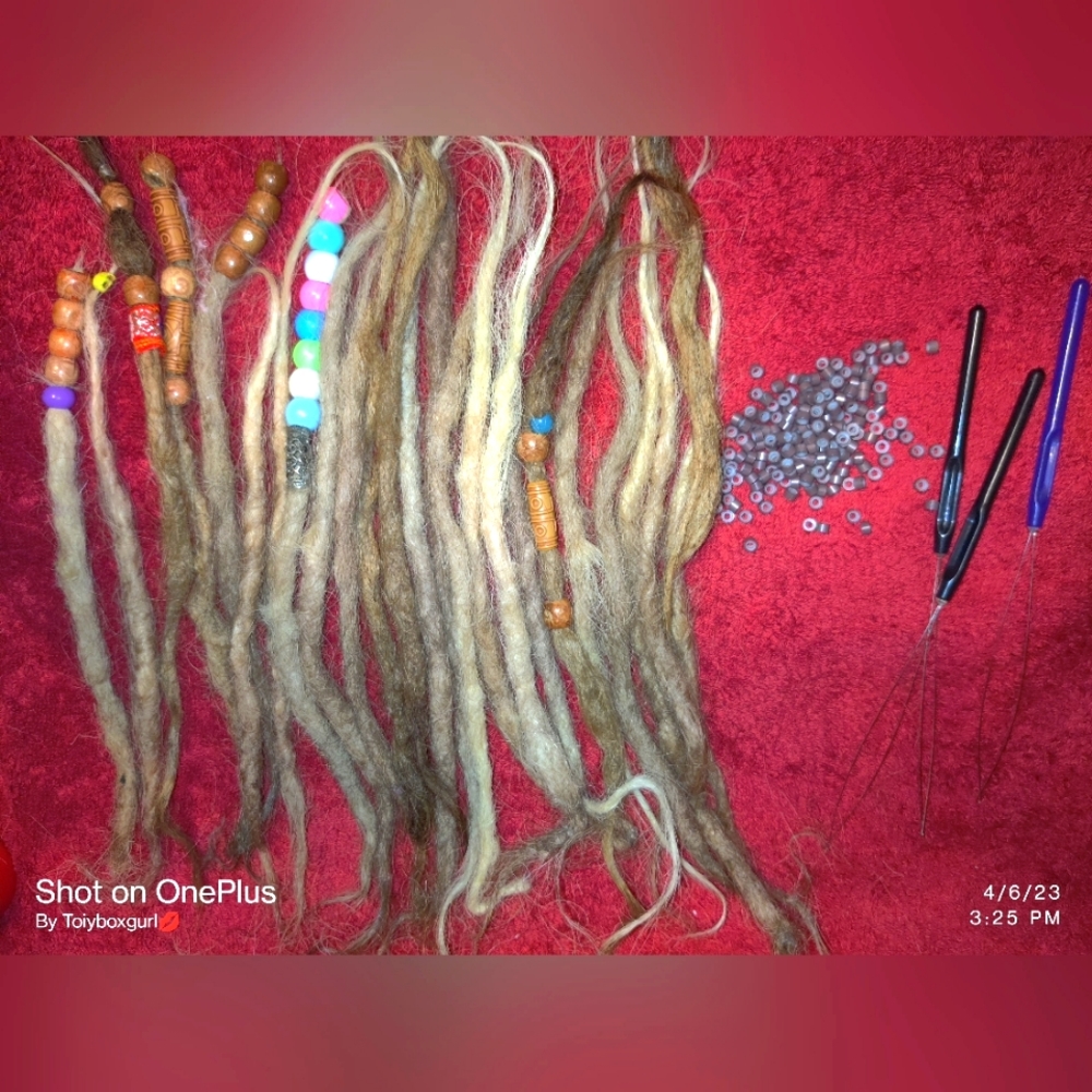 Personally handmade made new  dreads with attachment accessories
